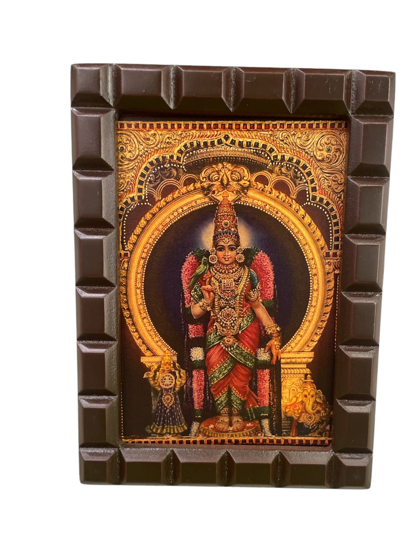 Bangaru Kamakshi Gold leafed Art Within Wooden Frame