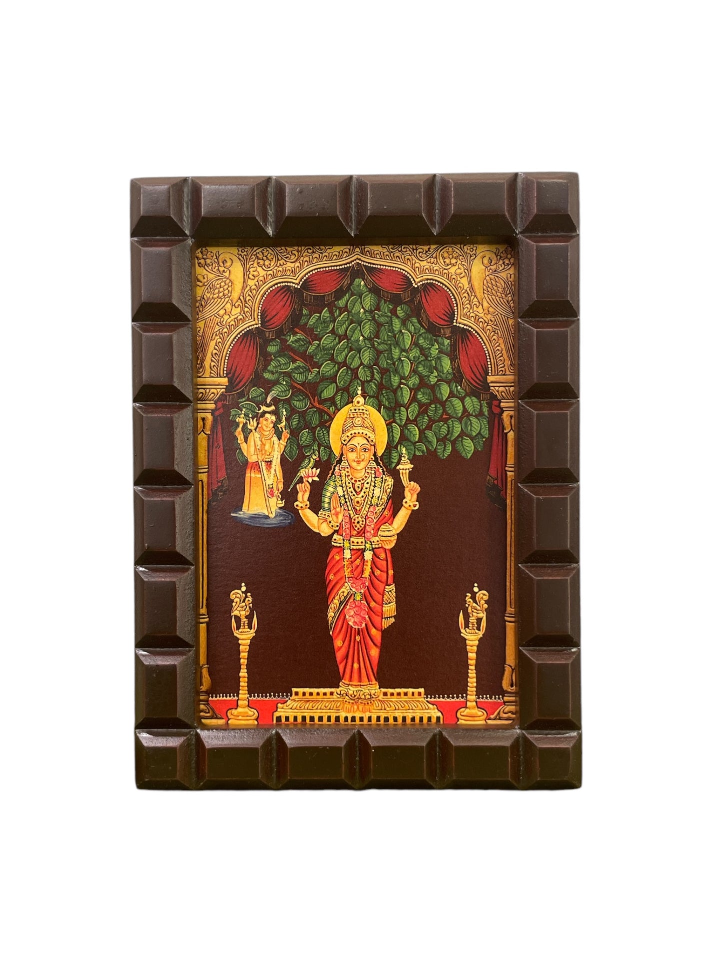 Kanniga Parameswari Gold foiled art within Wooden frame