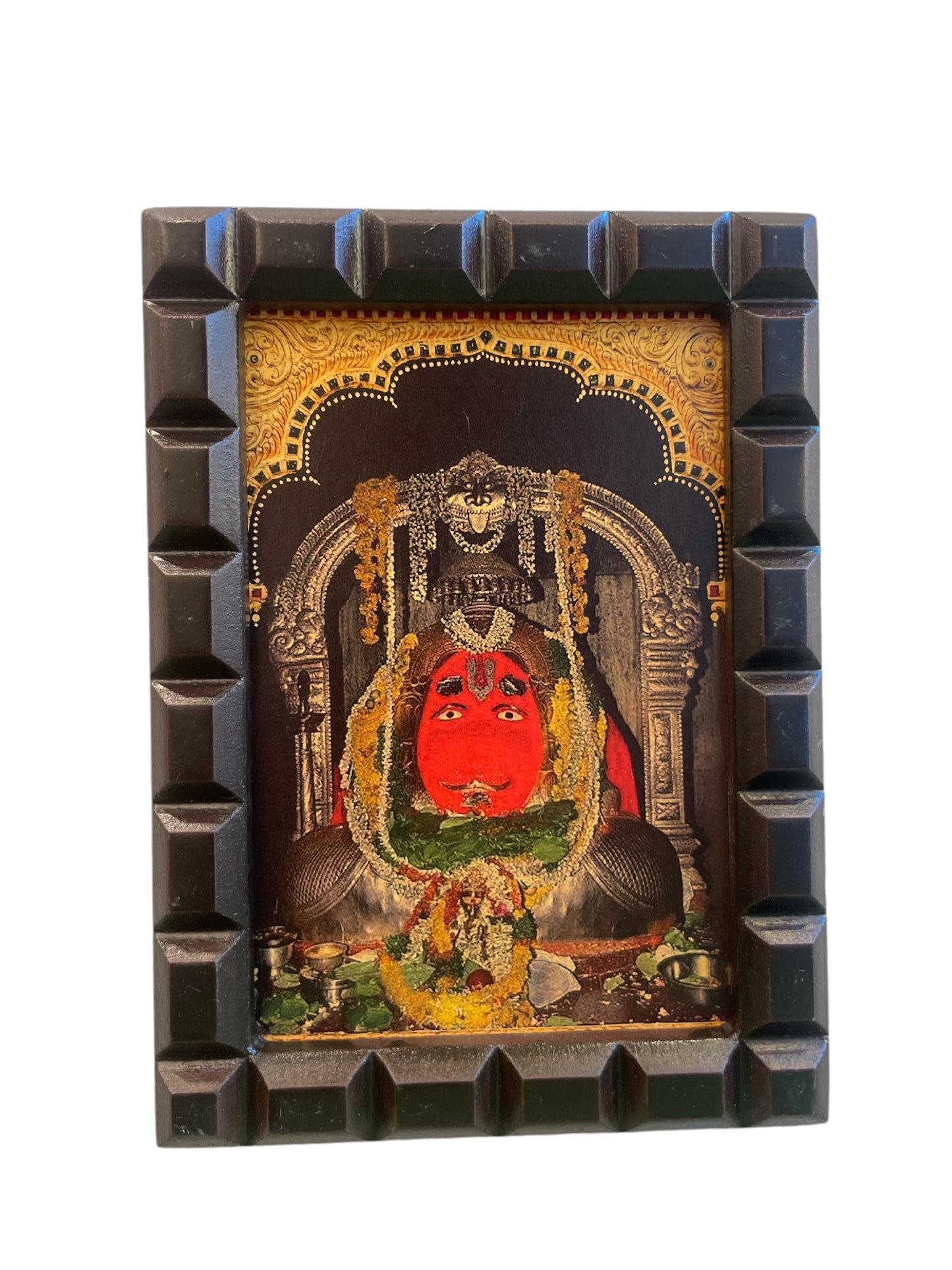 Hanuman Karmanghat Gold Leafed Art With Wooden Frame