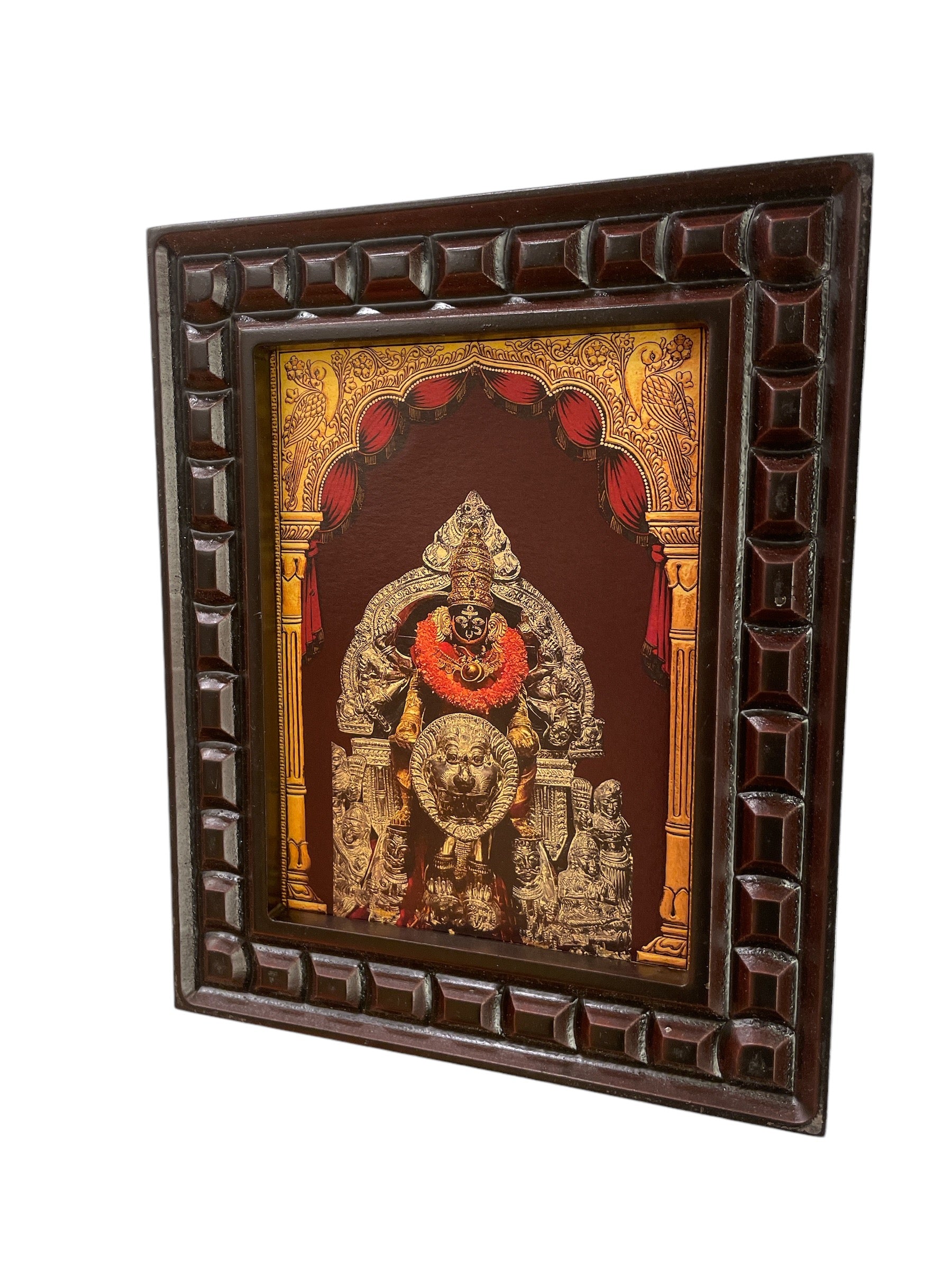 Sri Banashankari amma - 2 Gold Foiled Art Within Wooden Frame
