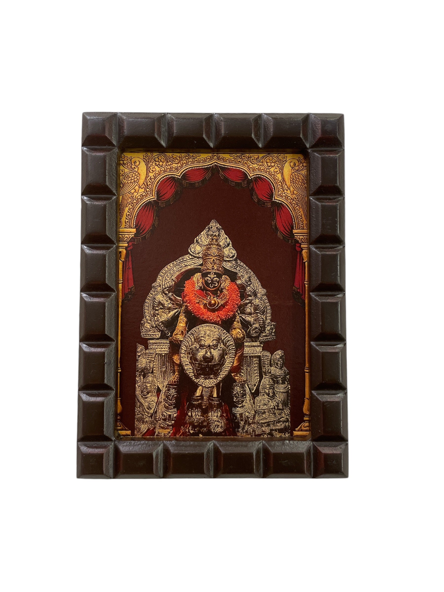 Sri Banashankari amma - 2 Gold Foiled Art Within Wooden Frame