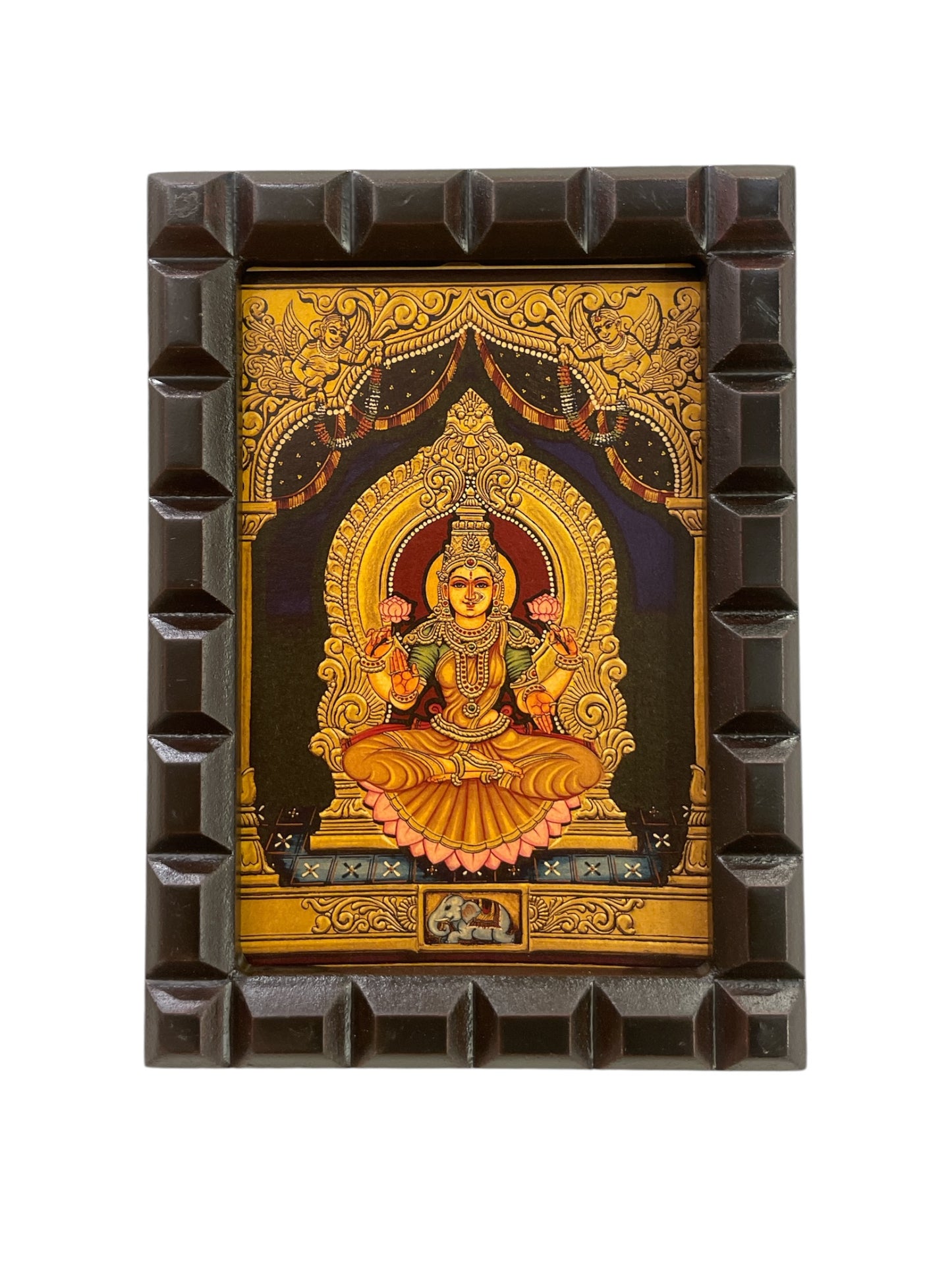 Shree Lakshmi Gold Leafed Art With Wooden Frame