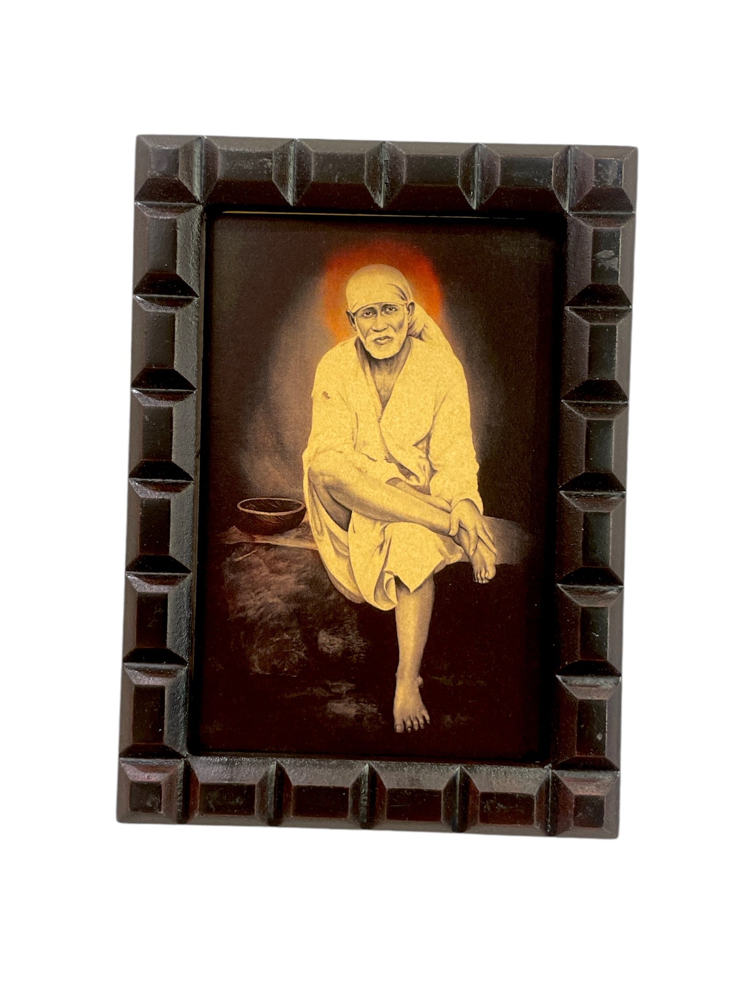 Sai Baba  Gold Leafed ArtWith Wooden Frame