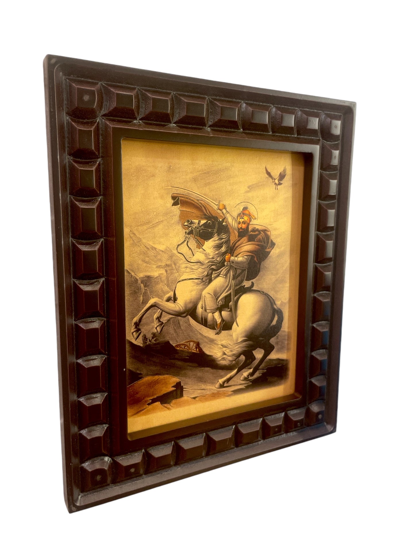 Guru gobindhsingh Gold Leafed art within wooden Frame