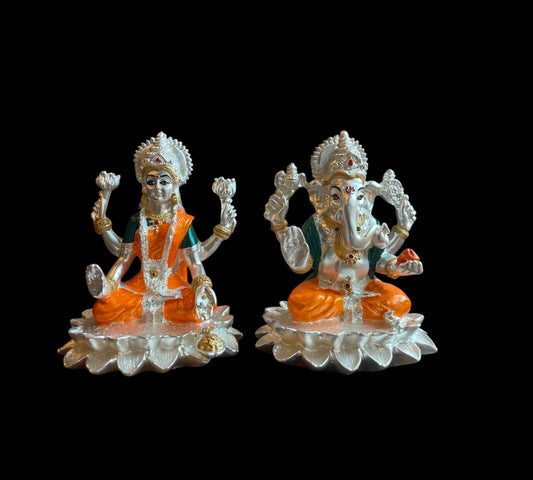 Lord Ganesha and Goddess Laxmi (orange & Green)