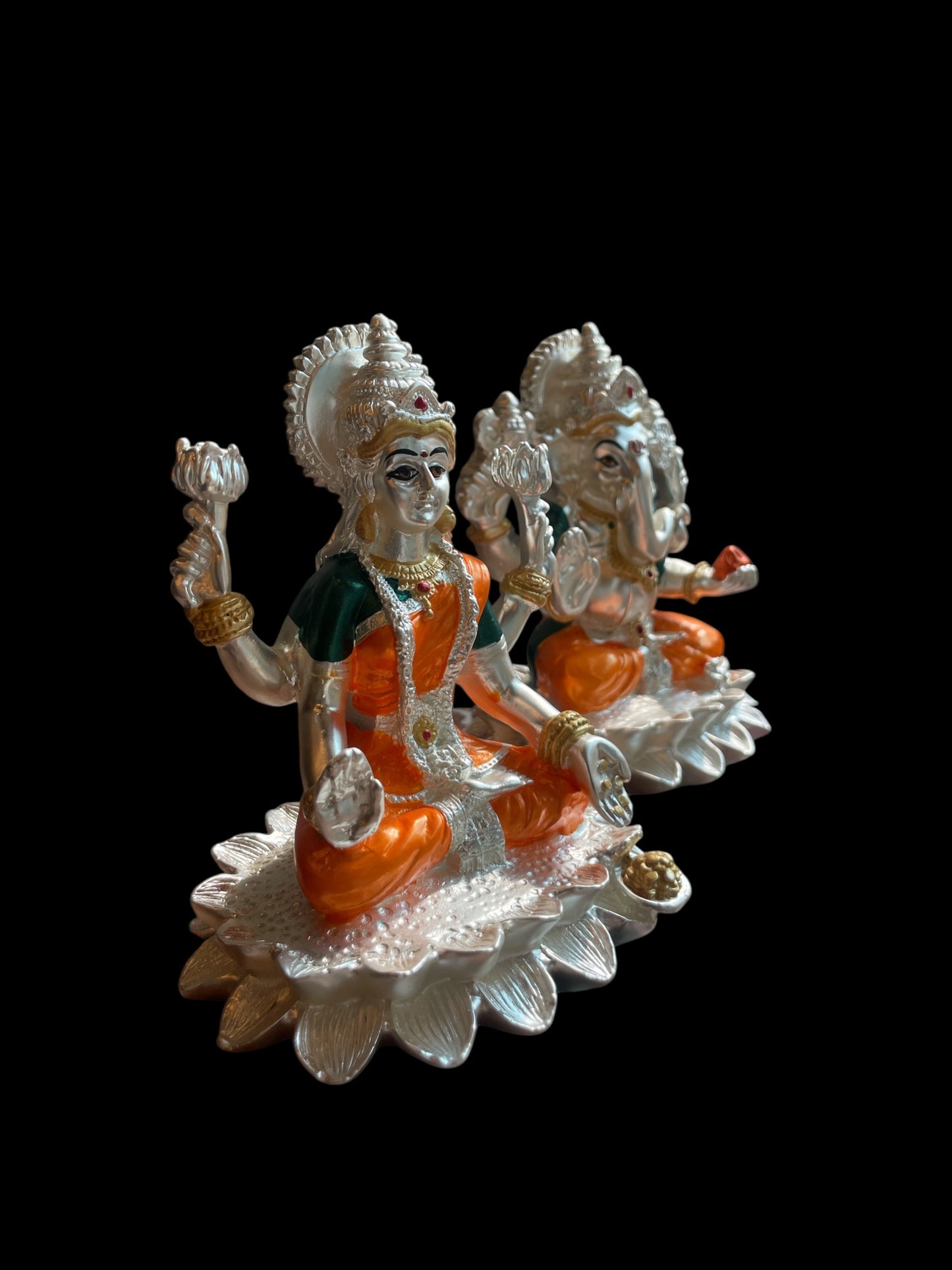 Lord Ganesha and Goddess Laxmi (orange & Green)