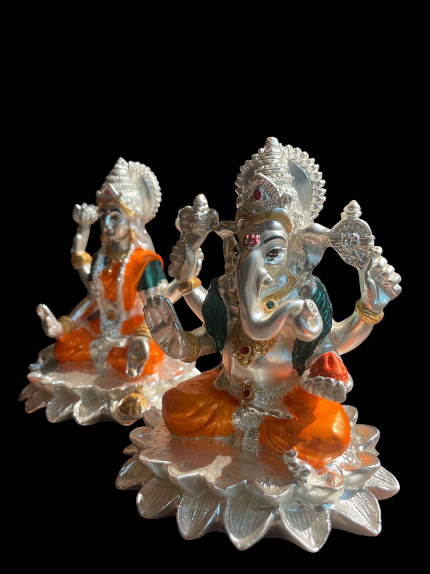 Lord Ganesha and Goddess Laxmi (orange & Green)