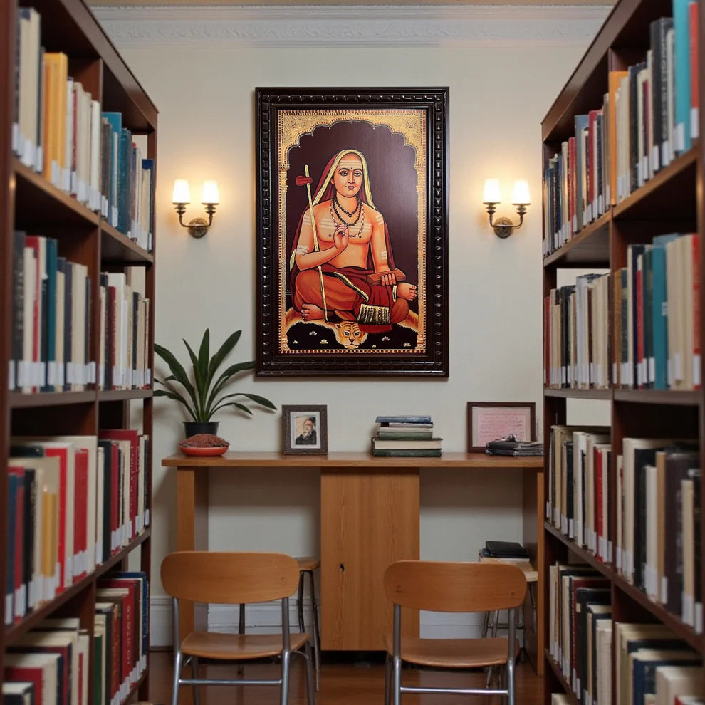 Adi Shankaracharya Gold Leafed Art | Advaita Vedanta Wall Frame