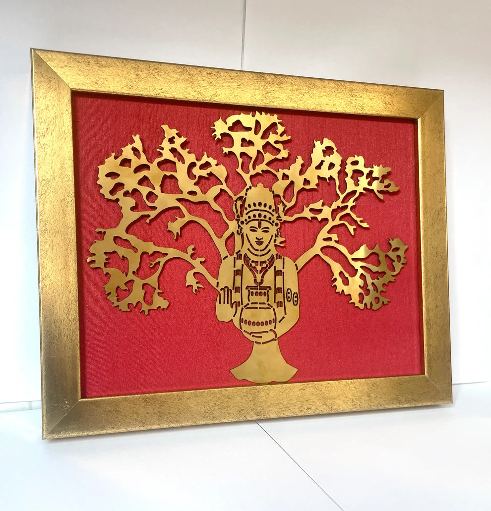 Dhanvantri with Orange silk background