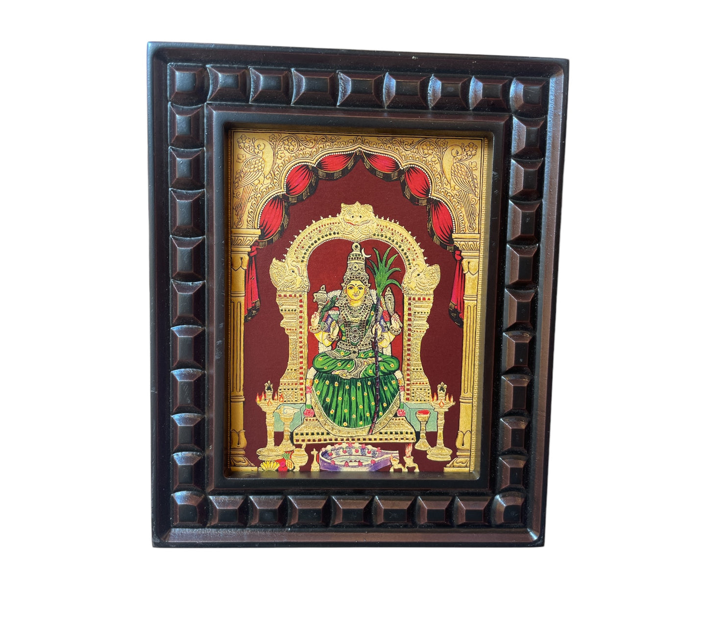 Rajarajeshwari Gold Foiled Art with wooden Frame