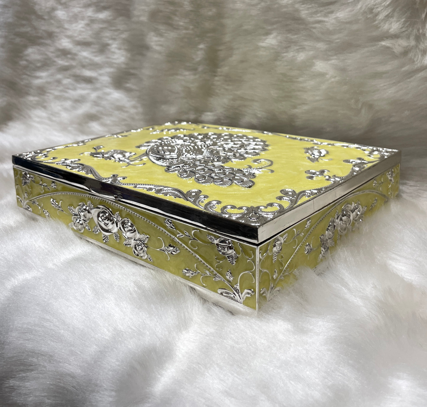 Golden Aura: Sterling Silver Jewelry Box in Yellow