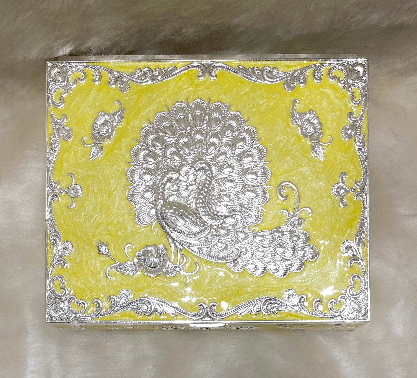 Golden Aura: Sterling Silver Jewelry Box in Yellow