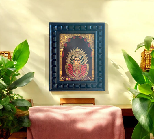 Yellamma Gold foiled art with wooden frame