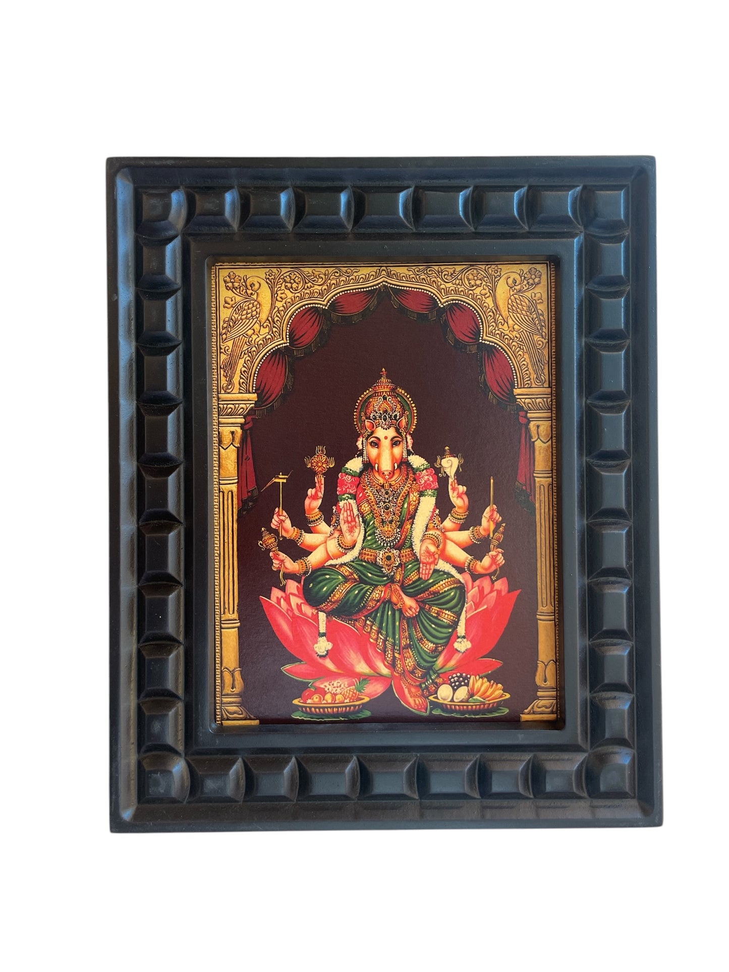 Varahi Lakshmi-2 Gold Leafed Art With Wooden Frame