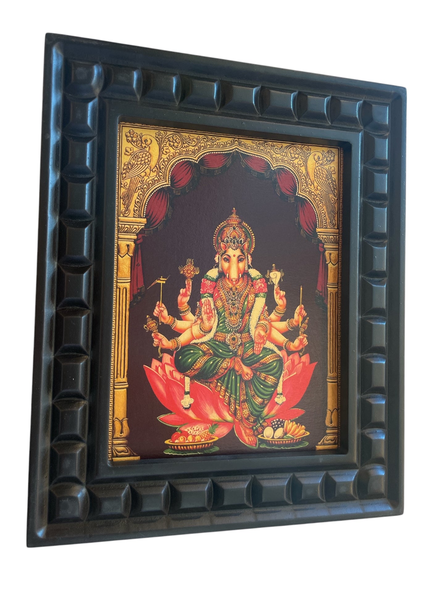 Varahi Lakshmi-2 Gold Leafed Art With Wooden Frame