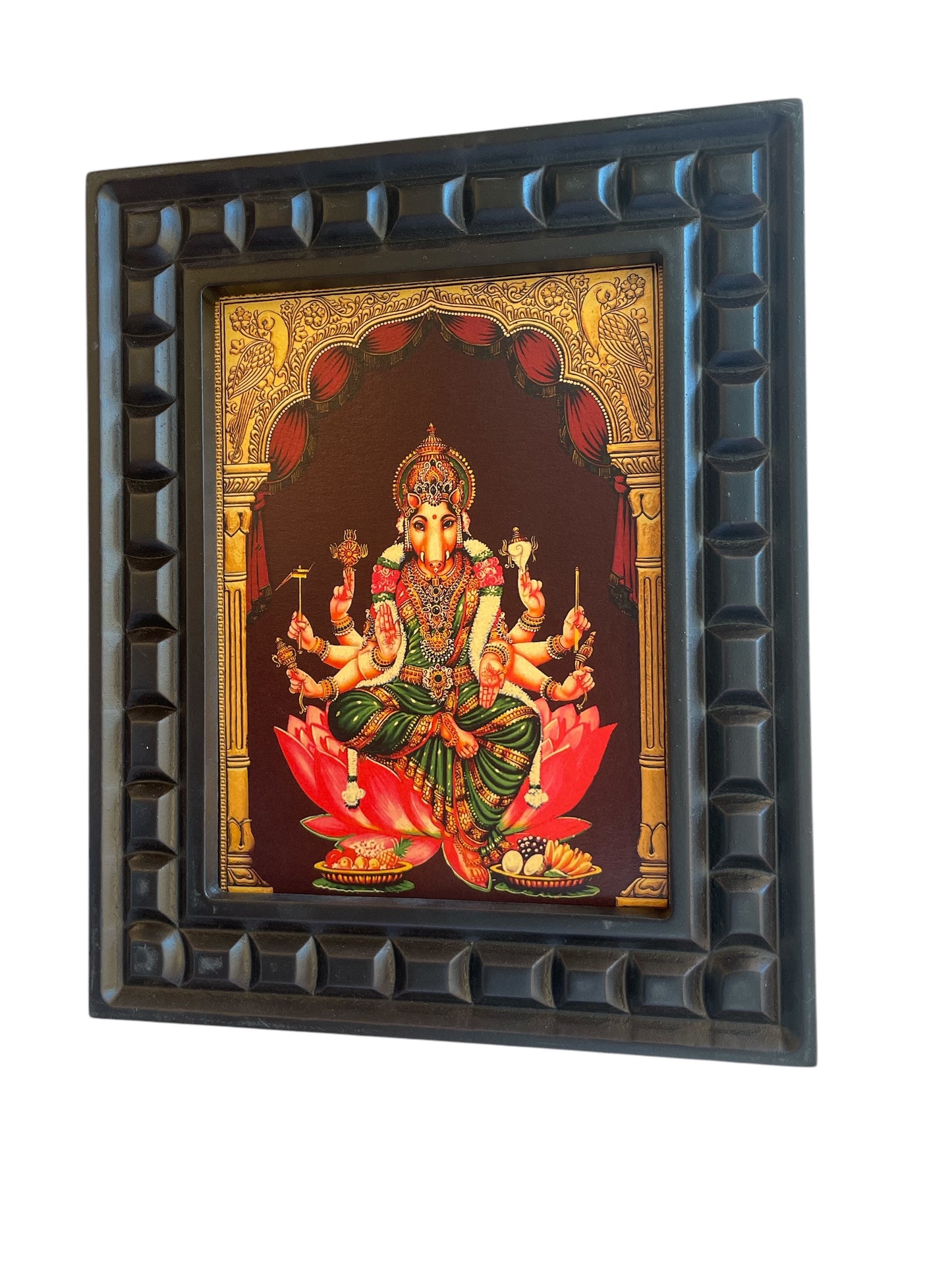 Varahi Lakshmi-2 Gold Leafed Art With Wooden Frame