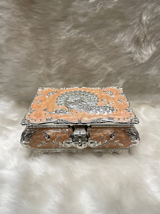 Radiant Citrus: Sterling Silver Jewelry Box in Orange