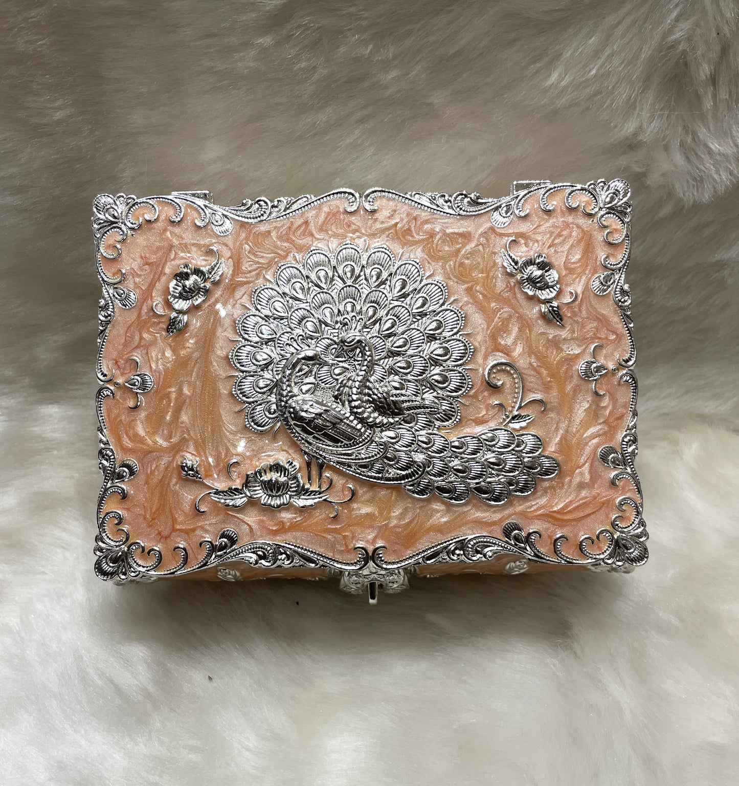 Radiant Citrus: Sterling Silver Jewelry Box in Orange