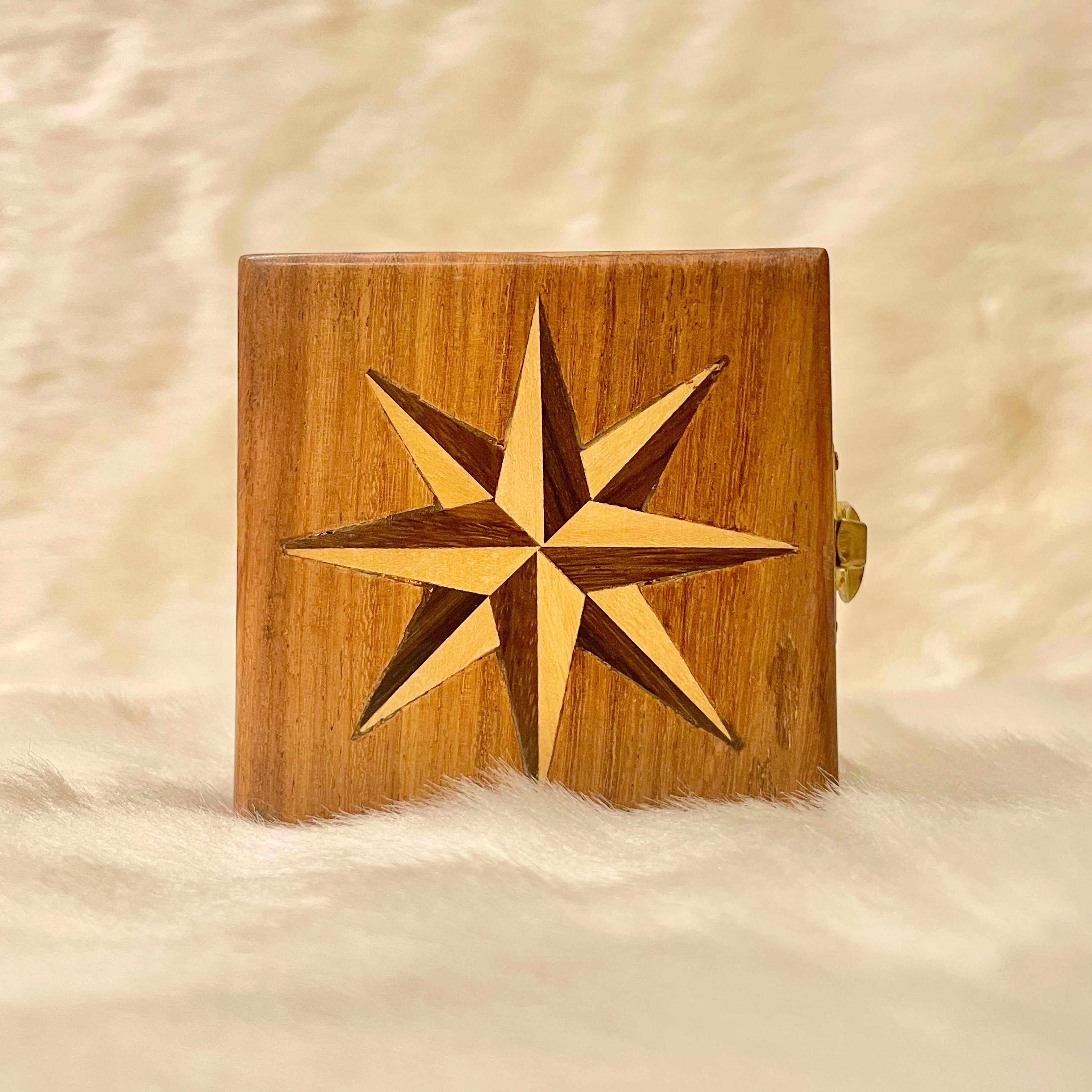 Brass Compass in Wooden Boxh