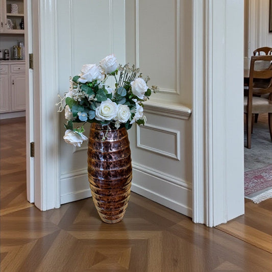 Antique Copper-Look Mild Steel Flower Vase | Elegant Metal Home Décor