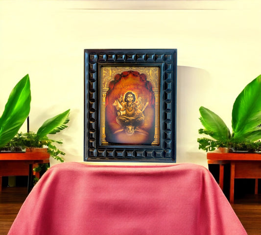 Bhatuk Bhairav Gold Foiled art in Wooden frame