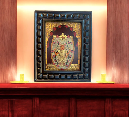 Kateel Durga Parameshwari gold Foiled art in wooden frame