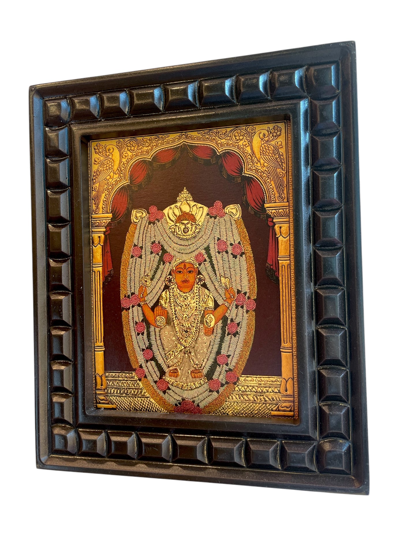 Kateel Durga Parameshwari gold Foiled art in wooden frame