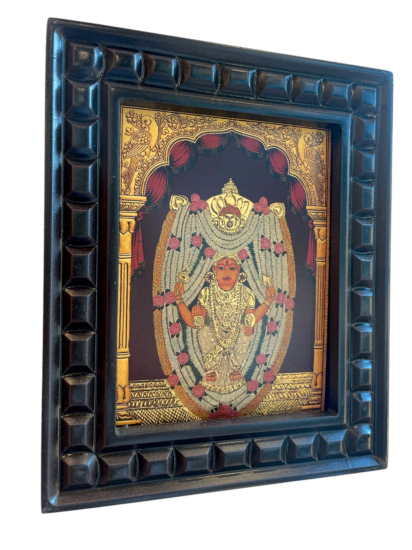 Kateel Durga Parameshwari gold Foiled art in wooden frame