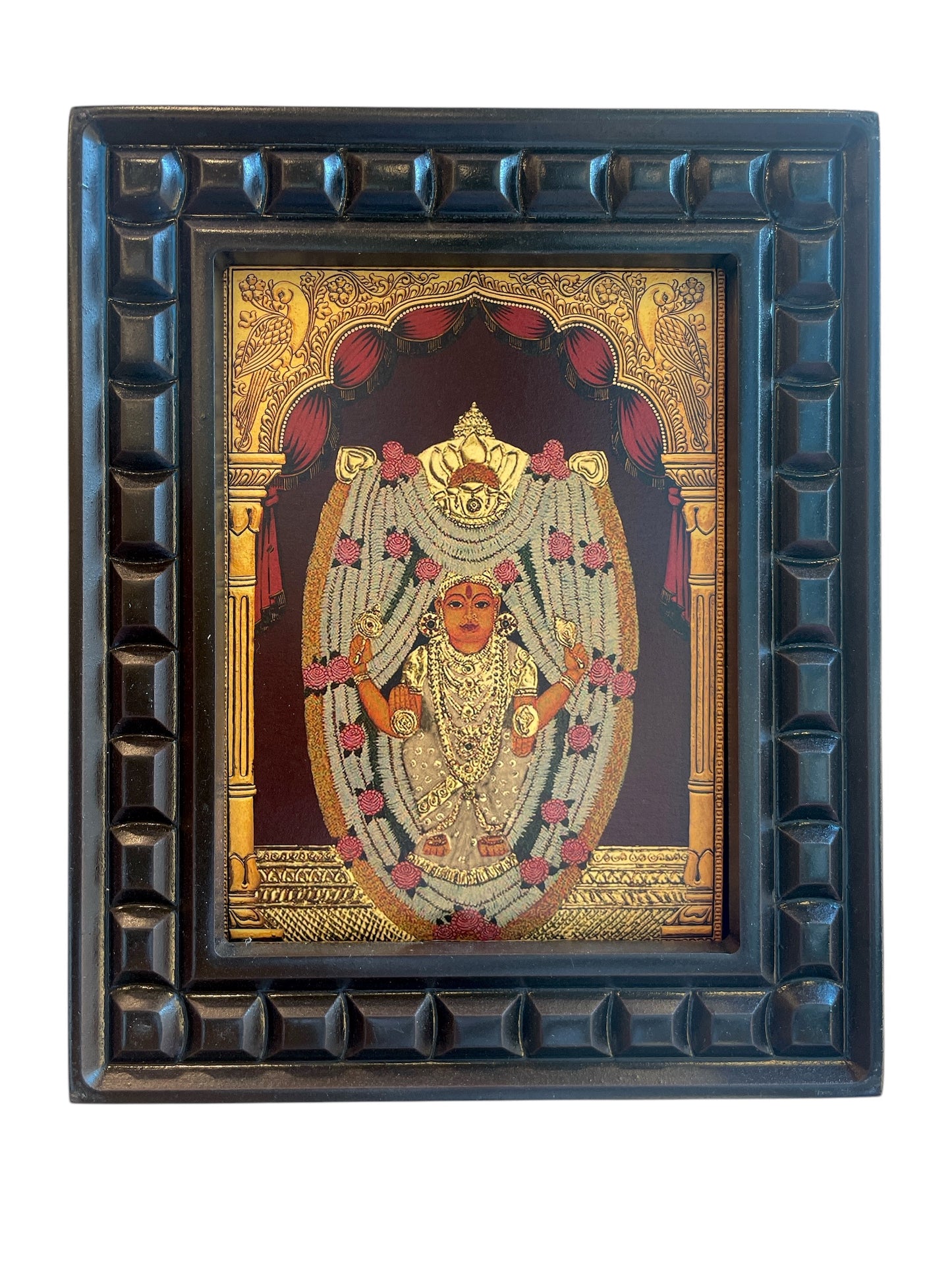 Kateel Durga Parameshwari gold Foiled art in wooden frame