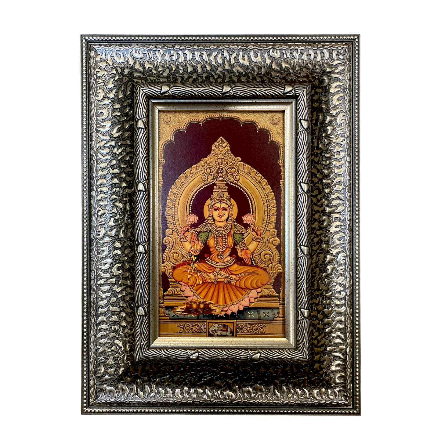 Silver Moulded Goddess Lakshmi Wall Art Frame – Contemporary Spiritual Decor