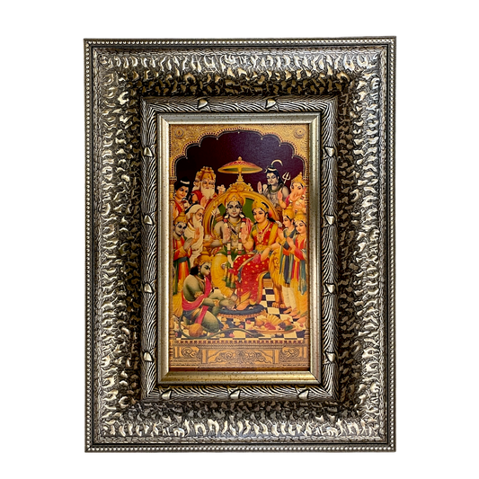 Silver Moulded Lord Rama Pattabhisheka Wall Art Frame – Contemporary Spiritual Decor