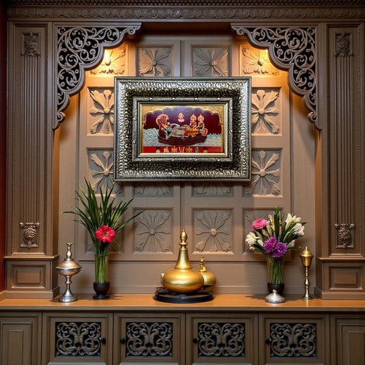 Silver Moulded Anantha Shayana Vishnu Wall Art Frame – Contemporary Spiritual Decor