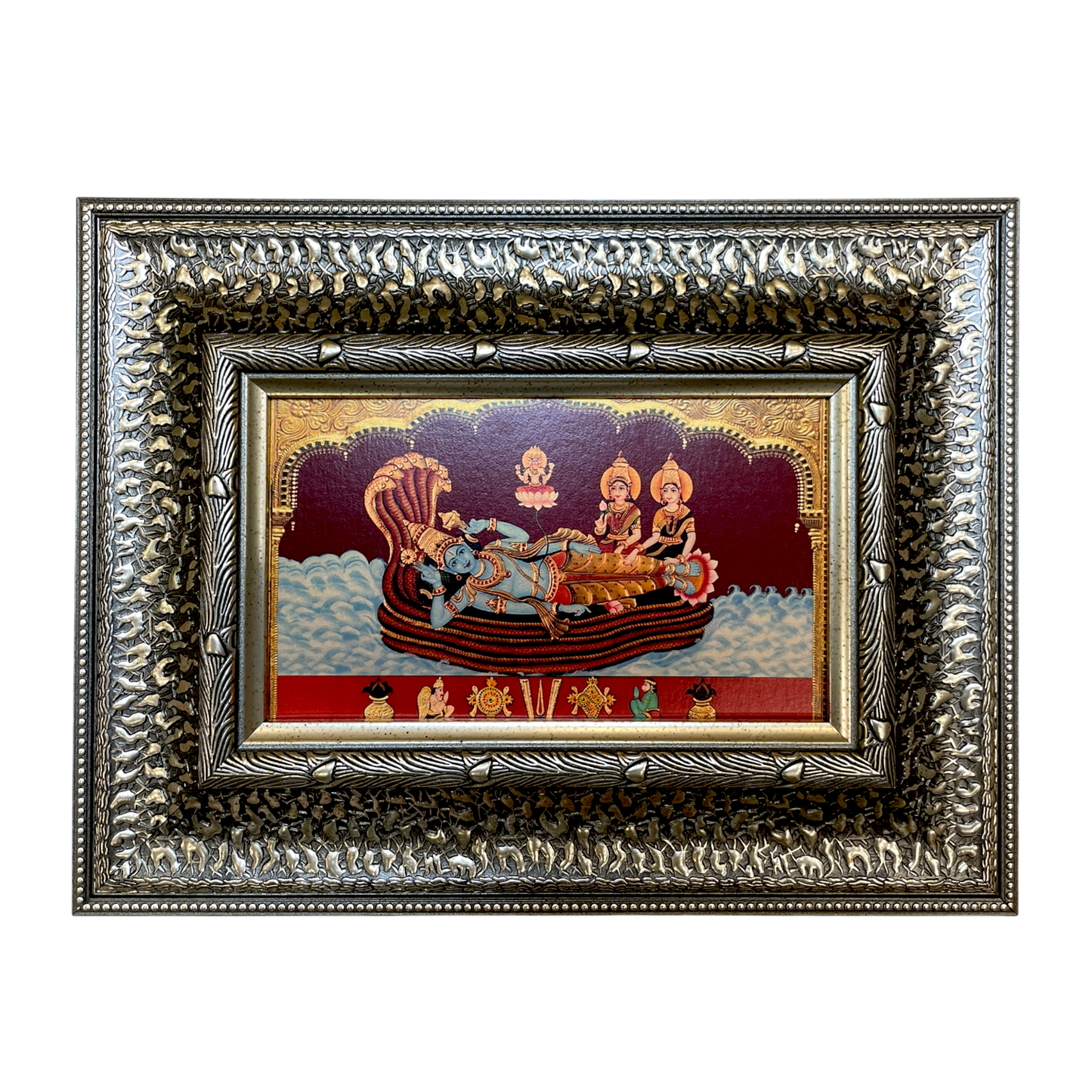 Silver Moulded Anantha Shayana Vishnu Wall Art Frame – Contemporary Spiritual Decor