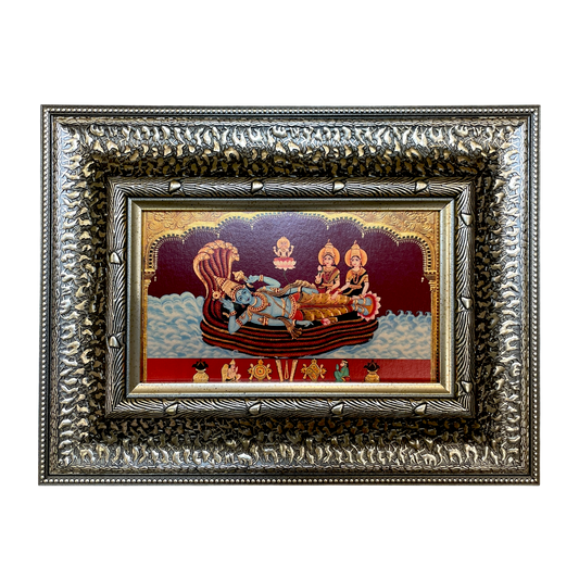 Silver Moulded Anantha Shayana Vishnu Wall Art Frame – Contemporary Spiritual Decor