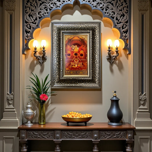 Silver Moulded Vaishno Devi Wall Art Frame – Contemporary Spiritual Decor