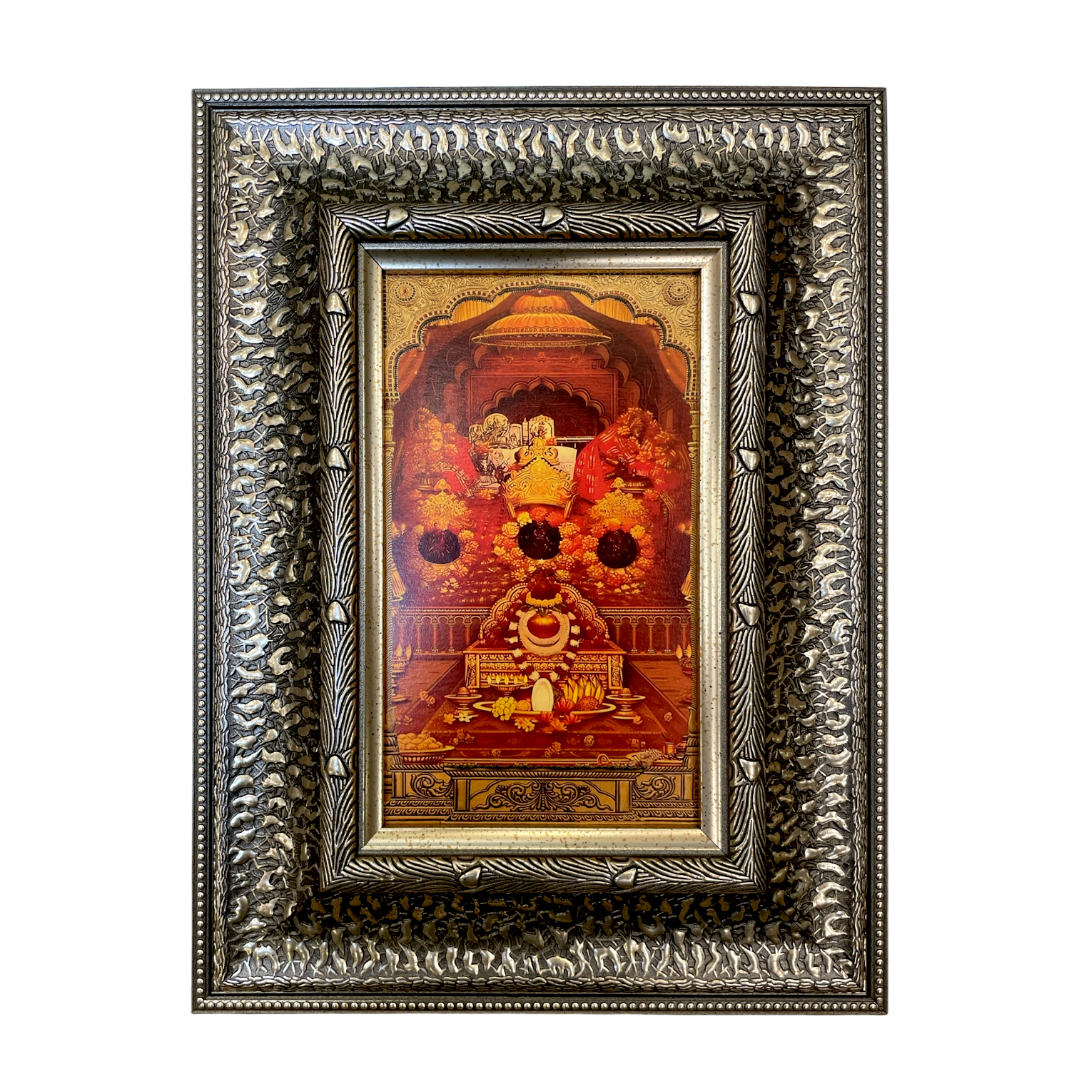 Silver Moulded Vaishno Devi Wall Art Frame – Contemporary Spiritual Decor