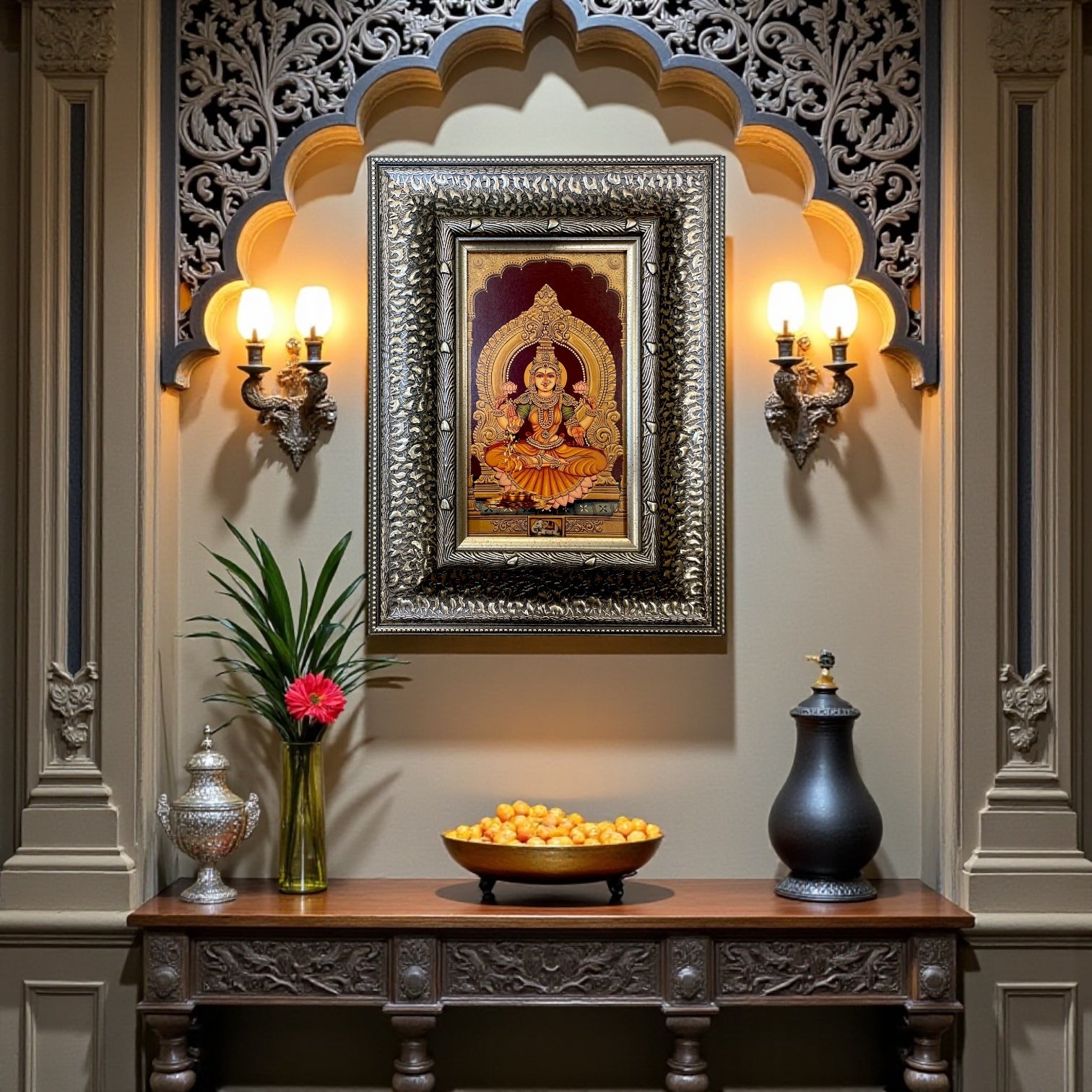 Lakshmi Silver Moulded Wall Art Frame – Contemporary Spiritual Decor
