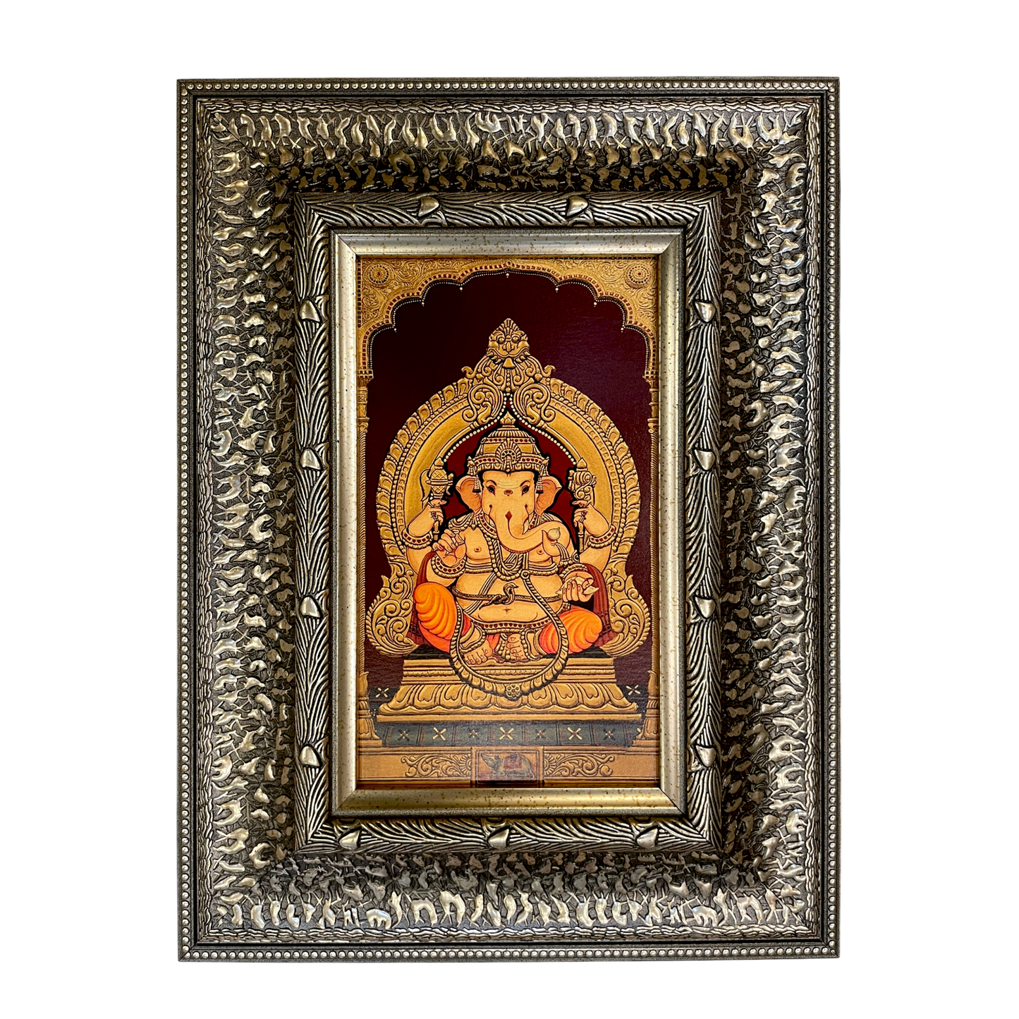 Silver Moulded Lord Ganesha Wall Art Frame – Contemporary Ganpati Spiritual Decor