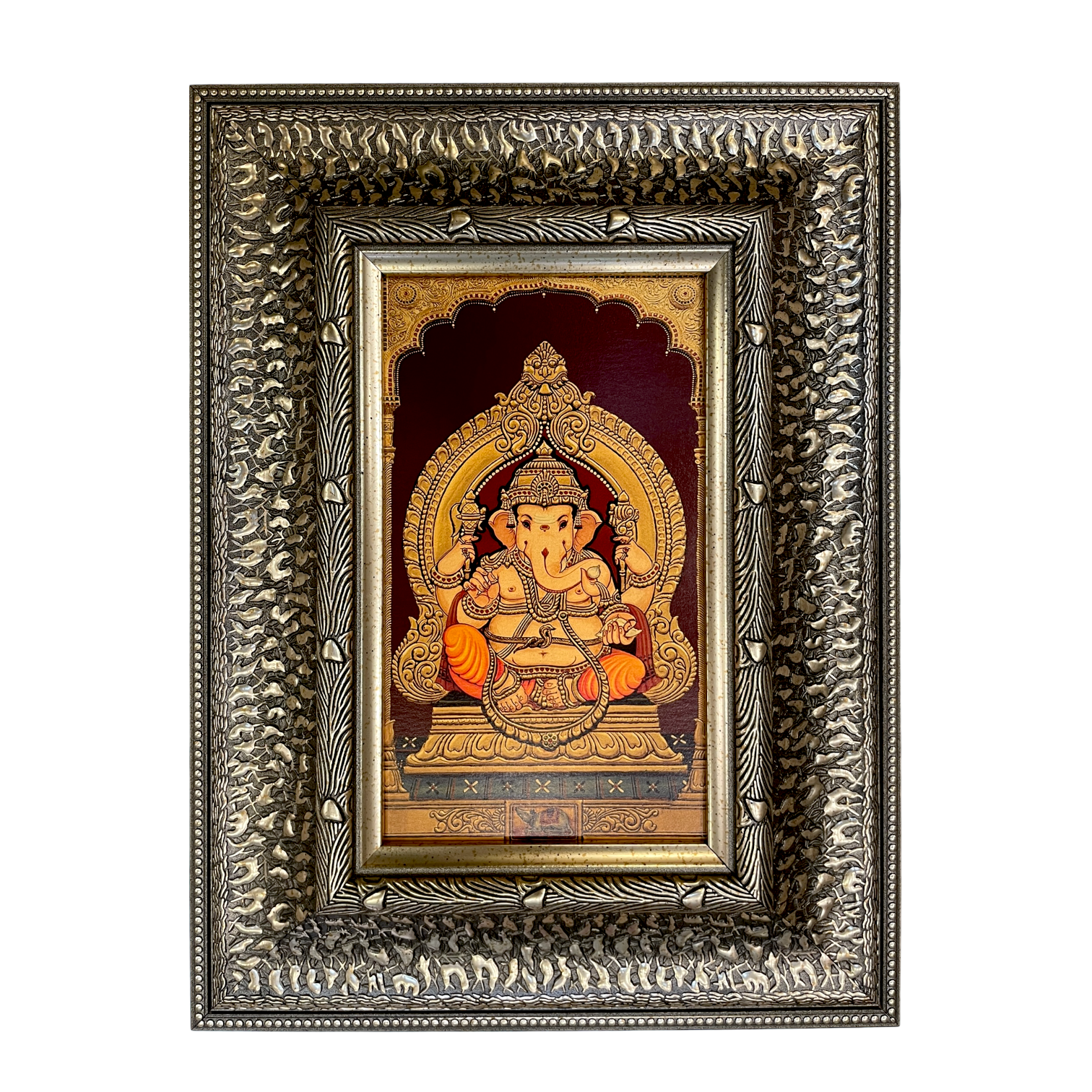 Shri Ganesha Silver Moulded Wall Art Frame – Contemporary Ganpati Spiritual Decor