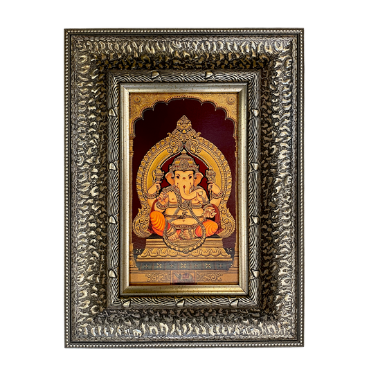 Silver Moulded Lord Ganesha Wall Art Frame – Contemporary Ganpati Spiritual Decor