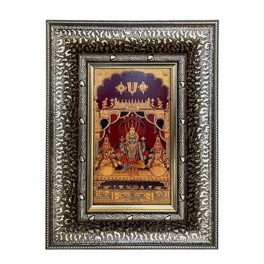 Silver Moulded Lord Vishnu with Sridevi & Bhudevi Wall Art Frame – Contemporary Spiritual Decor