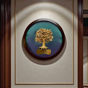 Brass Kalpavriksha Tree of Life Wall Art | Double Shining Silk Backdrop