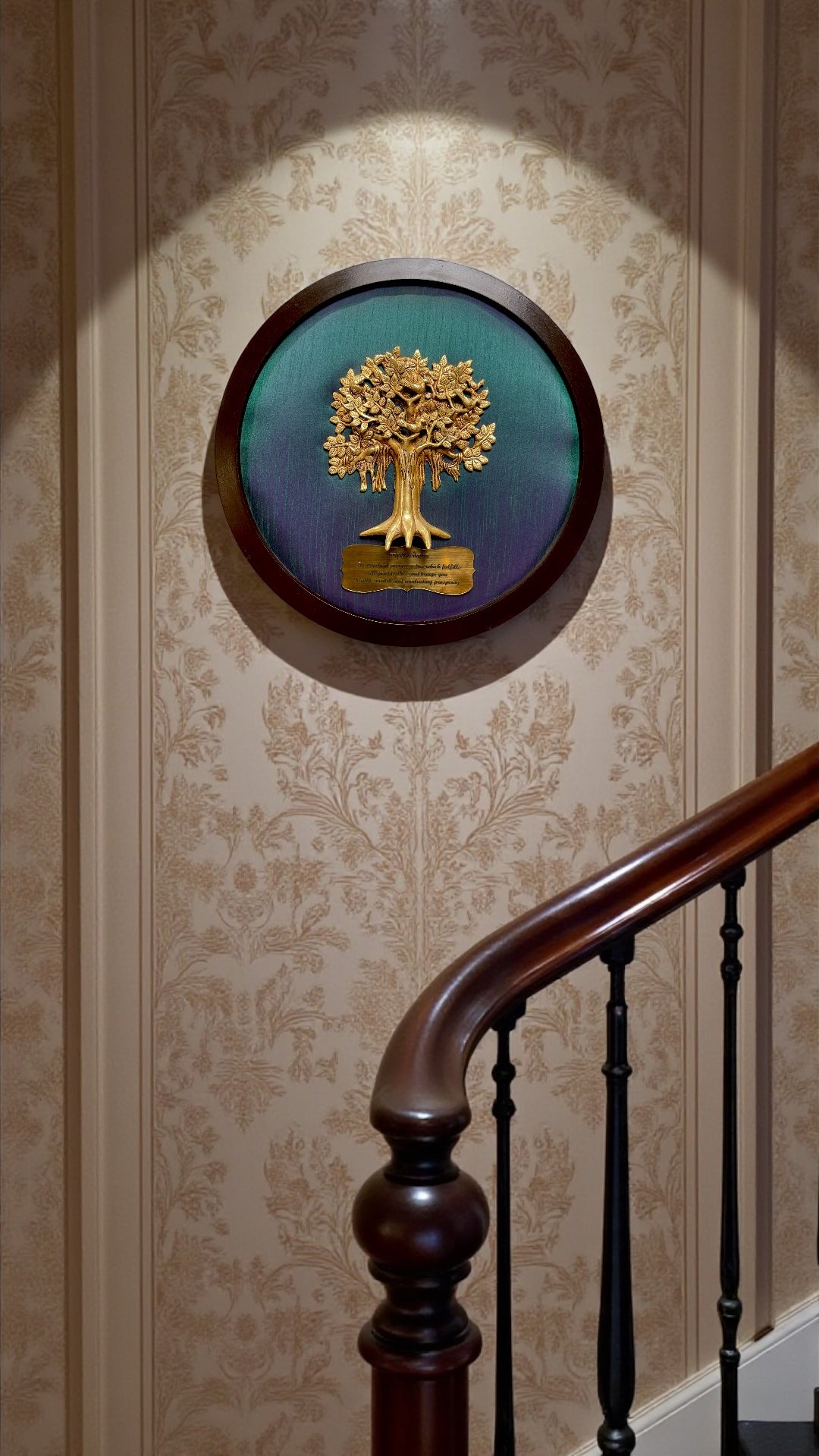 Brass Kalpavriksha Tree of Life Wall Art | Double Shining Silk Backdrop