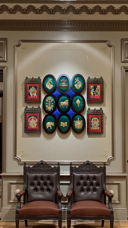 Brass & Tanjore Wall Art Combo Frame – Luxury Traditional Divine Decor