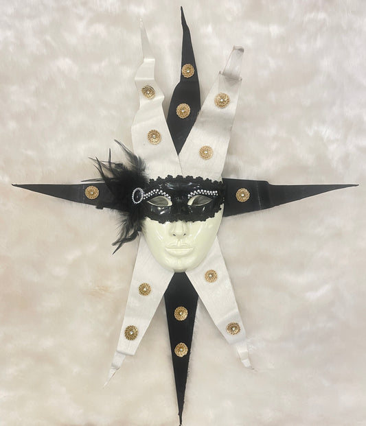 Classic Harmony: Black & White Venetian Mask Wall Decor