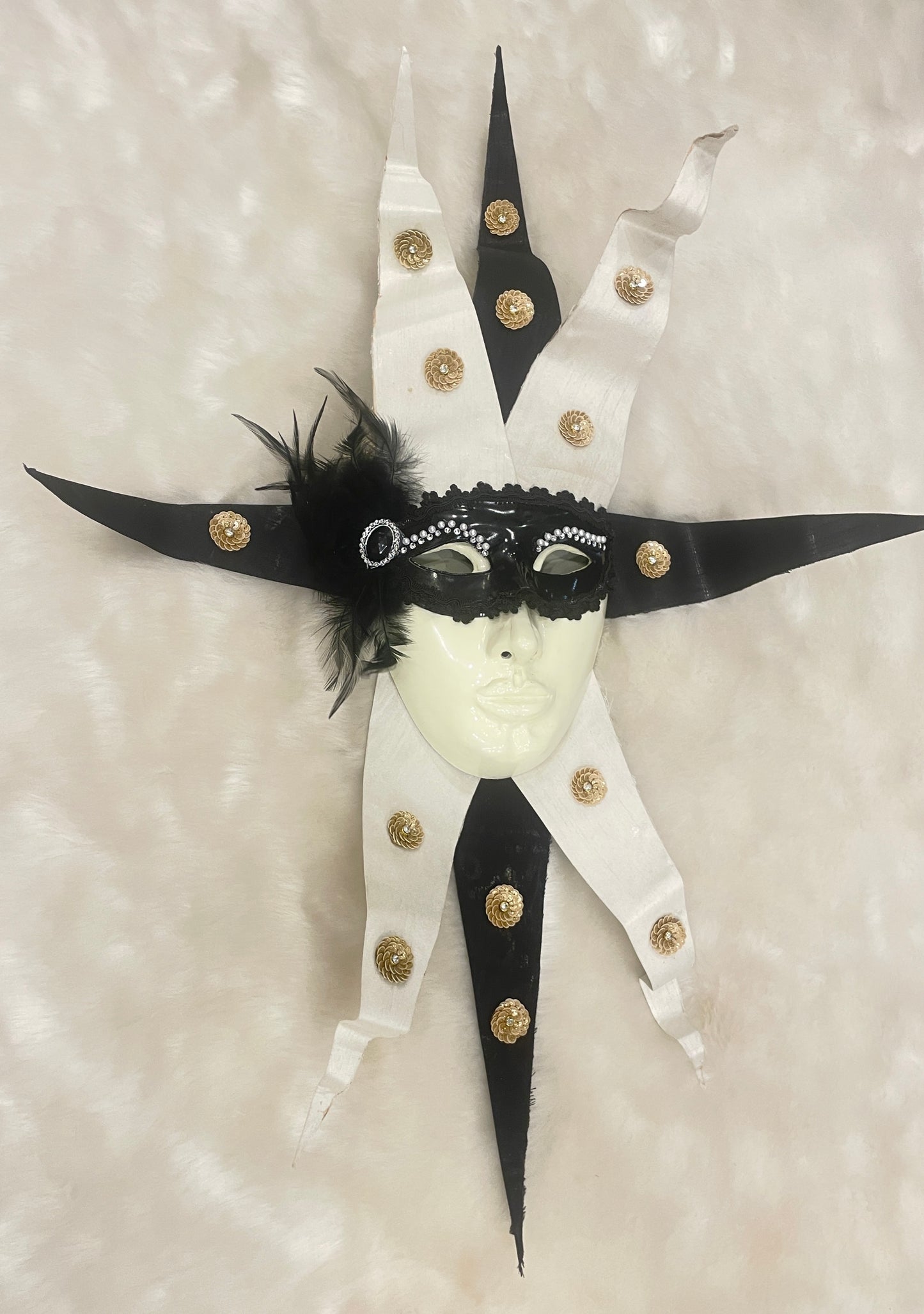 Classic Harmony: Black & White Venetian Mask Wall Decor