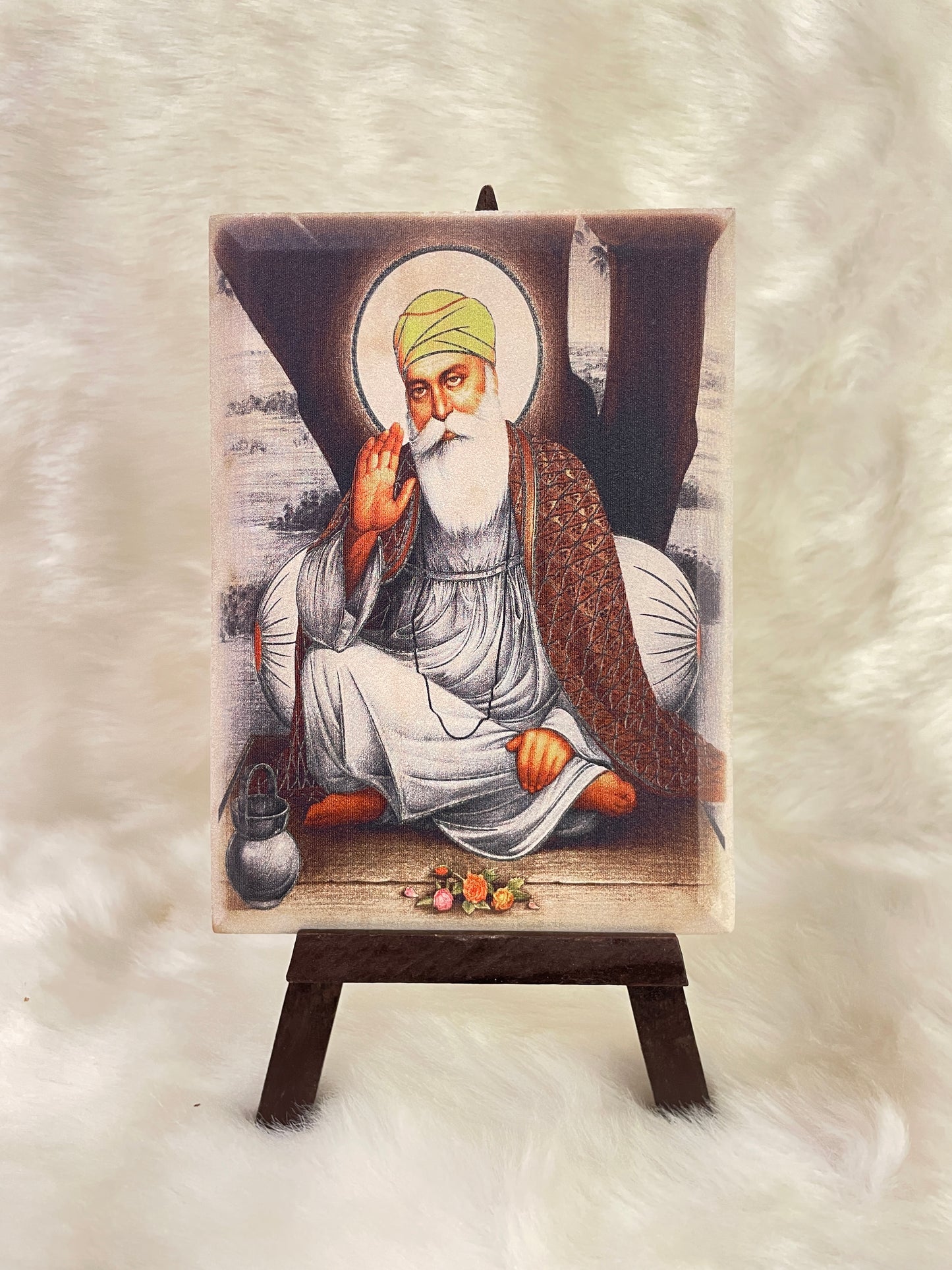 Gurunanak Dev Ji on Sandstone with wooden stand