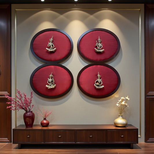 Brass Musician Wall Art Set of 4 – Traditional Cultural Musical Ensemble Frame