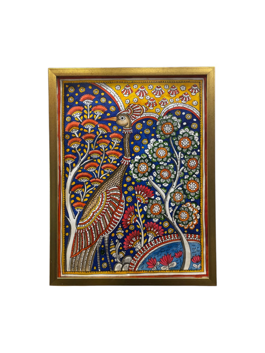 Authentic Handpainted Peacock with Resin Frame