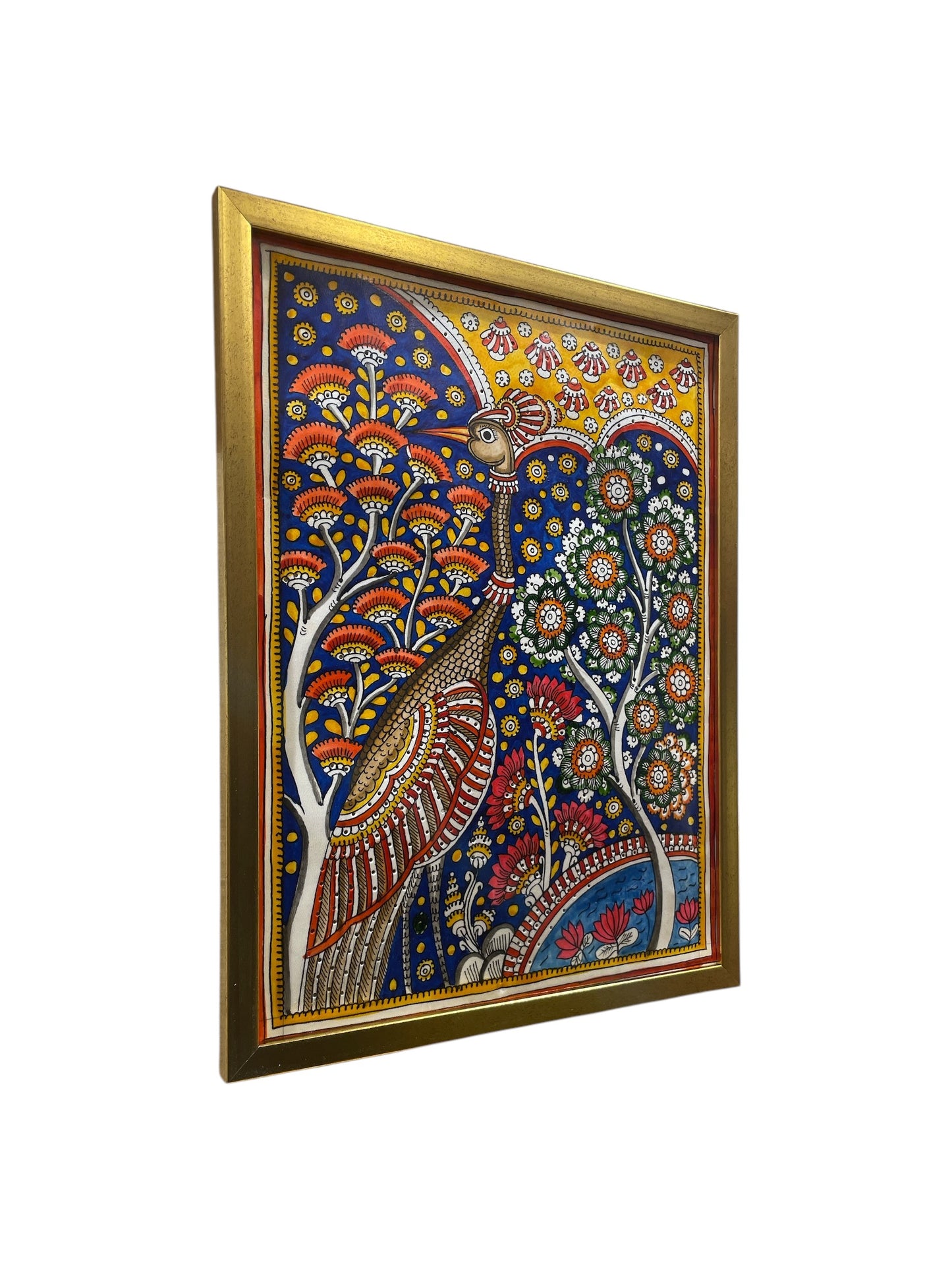 Authentic Handpainted Peacock with Resin Frame